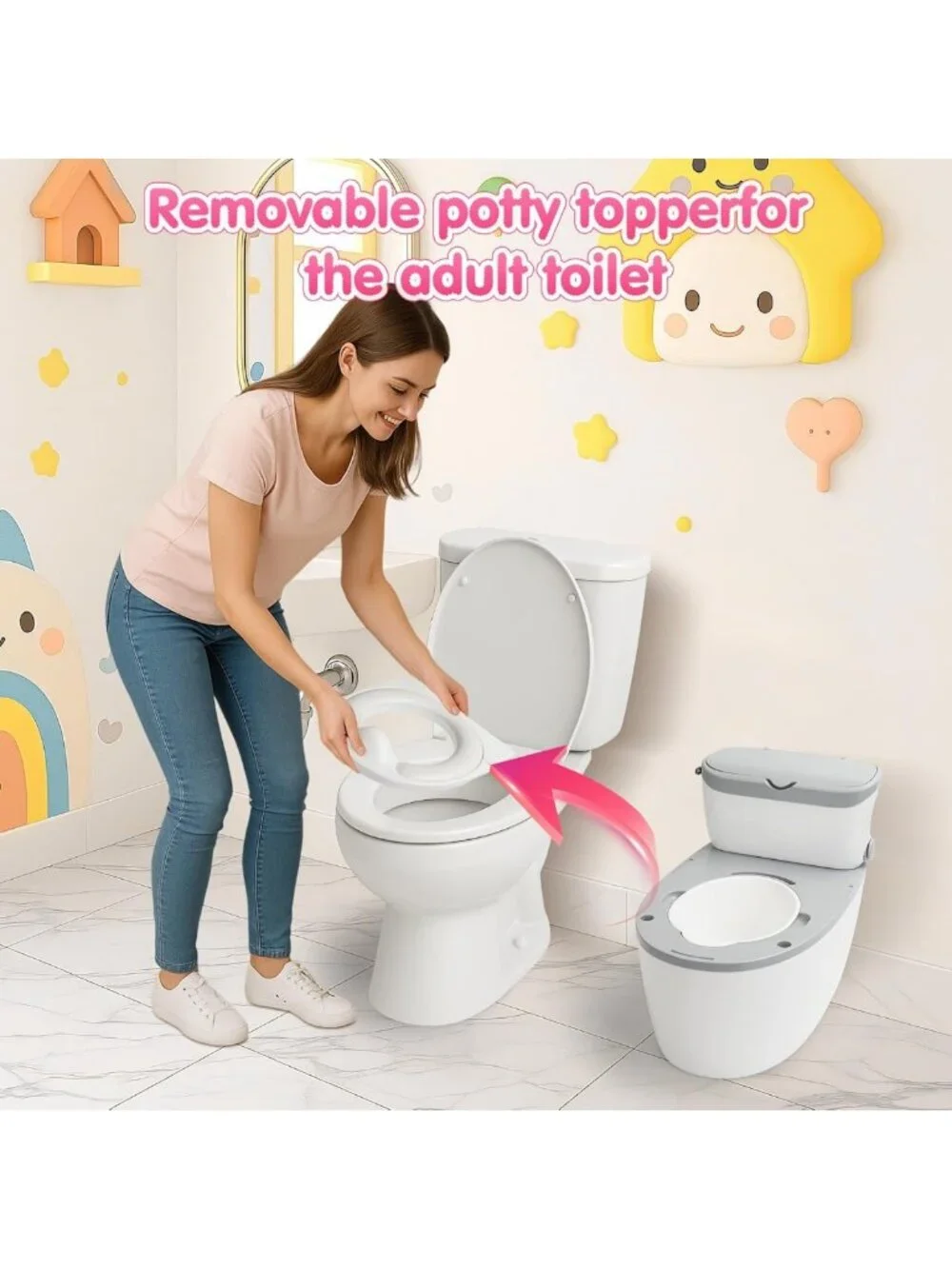 3-in-1 Toddler Potty Training Seat with Flushing Sound & Storage for Ages 6